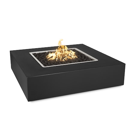 The Outdoor Plus 36 Square Quad Fire Pit, Powder Coated Metal, Black, Plug & Play Electronic Ignition, Natural Gas OPT-QDPC36EKIT-BLK-NG